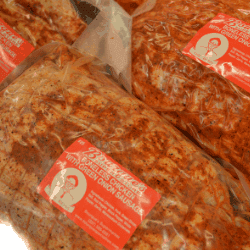 Packaged meat at a butcher