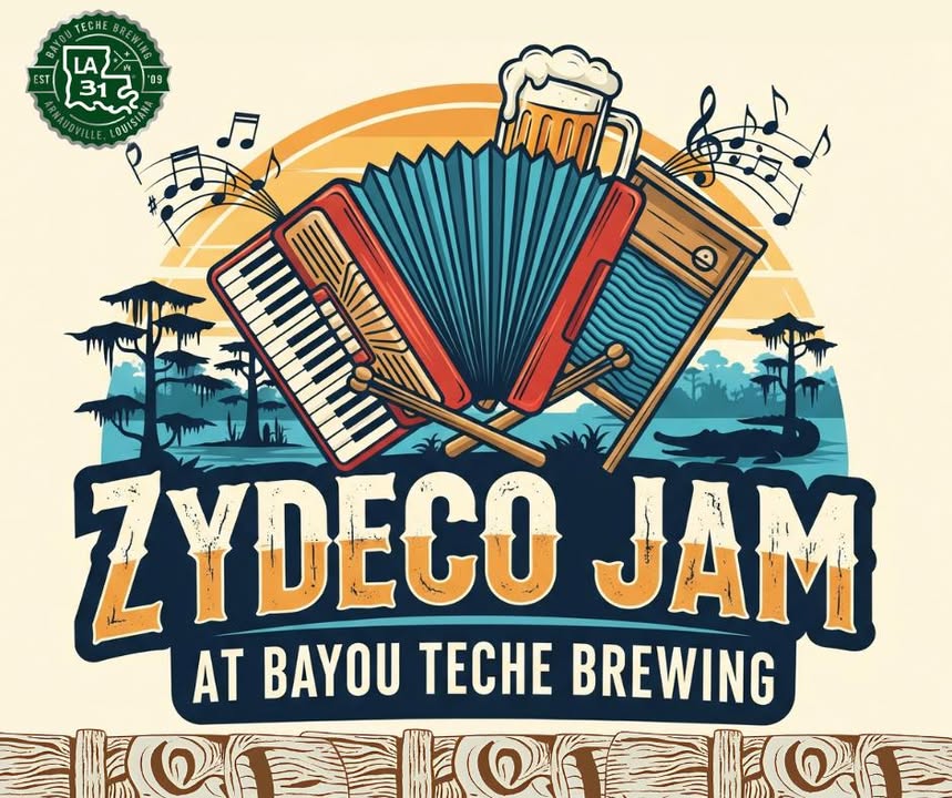 Zydeco Jam Flyer at Bayou Teche Brewing